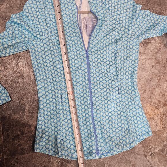 Sigrid Olsen Golf Tennis Blue Geometric Zip Up Jacket UPF 50 Women's Size Small - Picture 6 of 8
